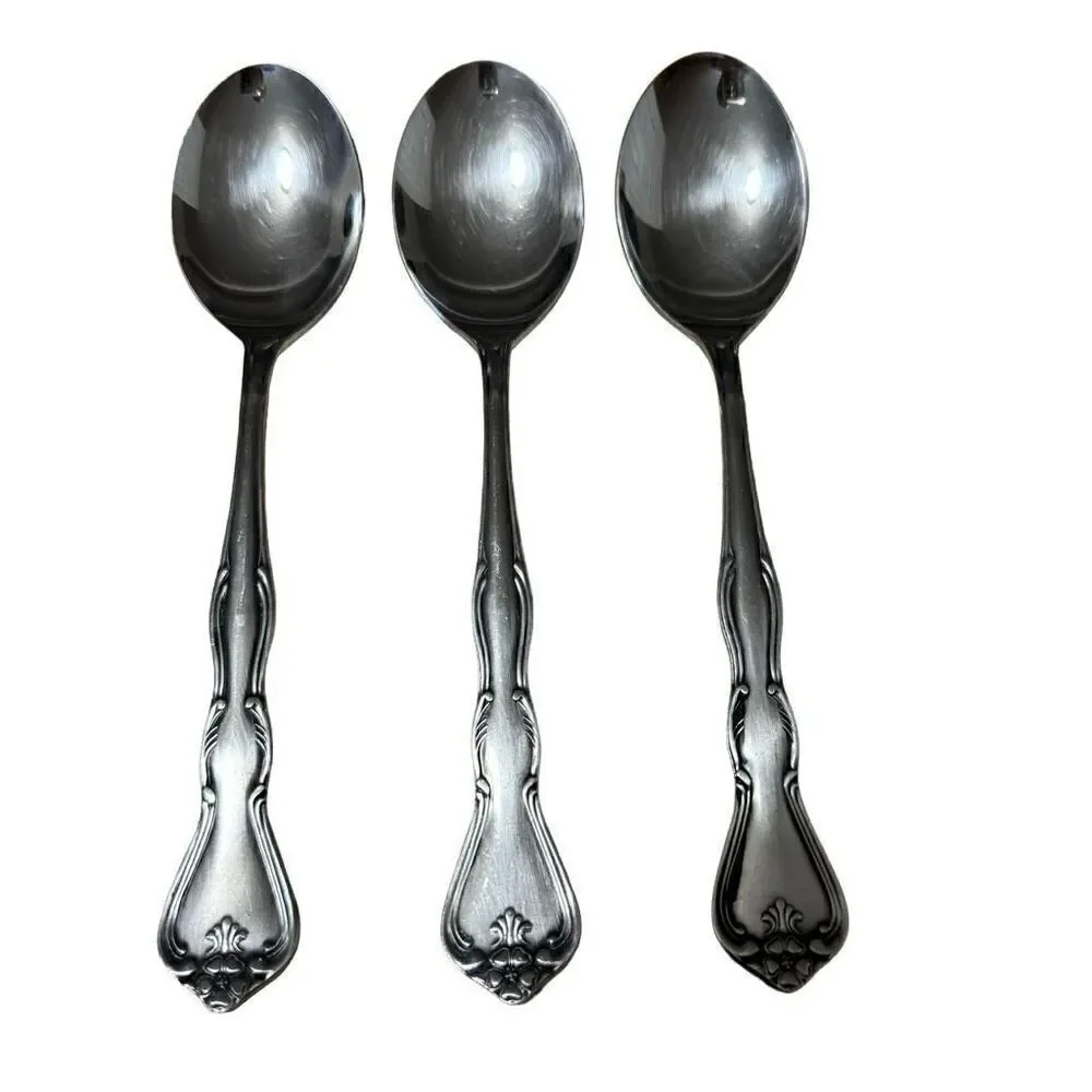 Noritake 18-8 Stainless Japan NTK Sylvia Flatware Silverware Place Soup Spoon 3